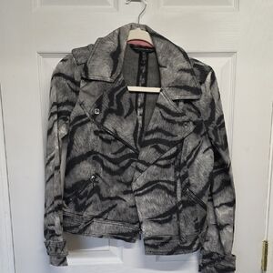 White House Black Market Gray and Black Jean Jacket